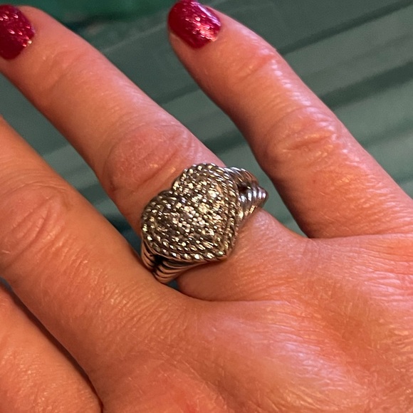 Judith Ripka Heart Silver Faux Diamonds Ring